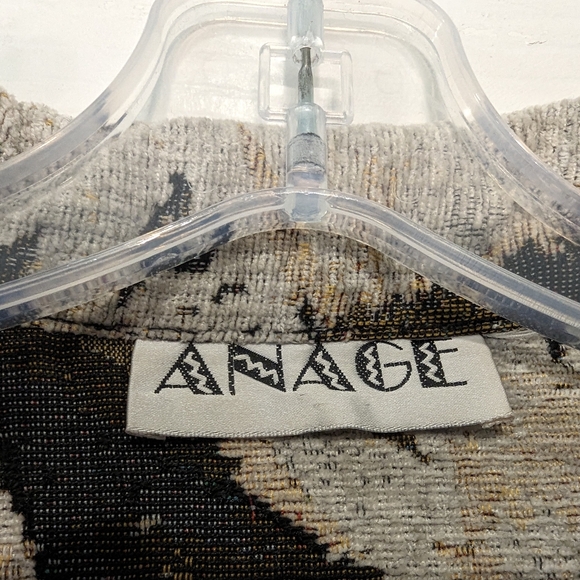 Anage Vintage 90s Beaded brown floral full zip tapestry Embroidered blazer sz L - Picture 6 of 9